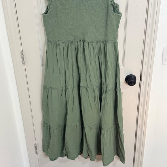 Old Navy Maxi Dress Womens XXL Green Tiered Cottage Core Feminine Sleeveless - Picture 9 of 16
